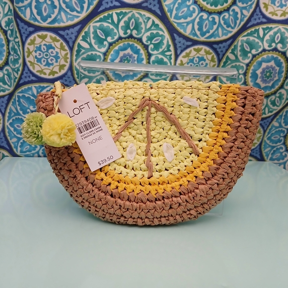 LOFT Lemon Slice Woven Clutch NWT - Picture 1 of 5